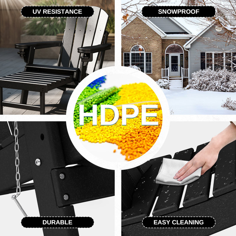 Chaise Adirondack pliante Hdpe , Noir