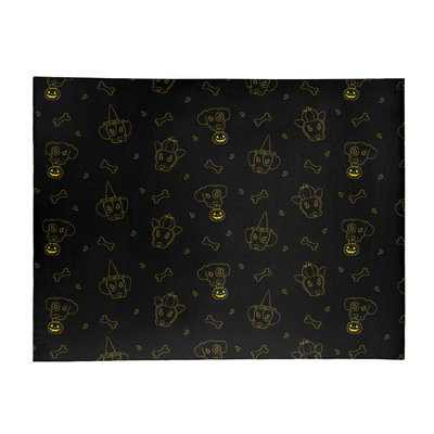 Tapis noir/jaune fait main