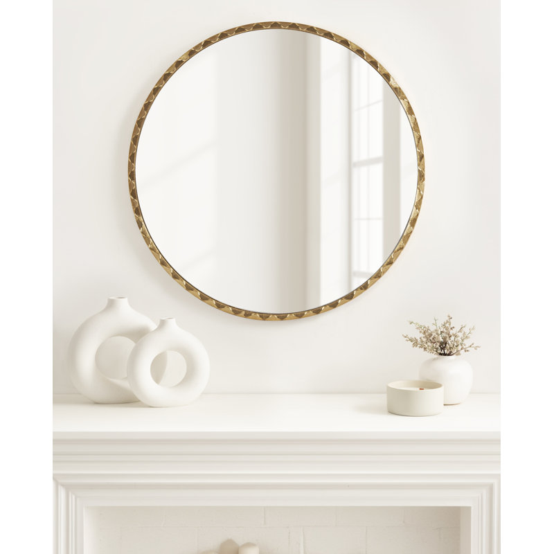 Aurelia Rippled Round Bathroom Mirror