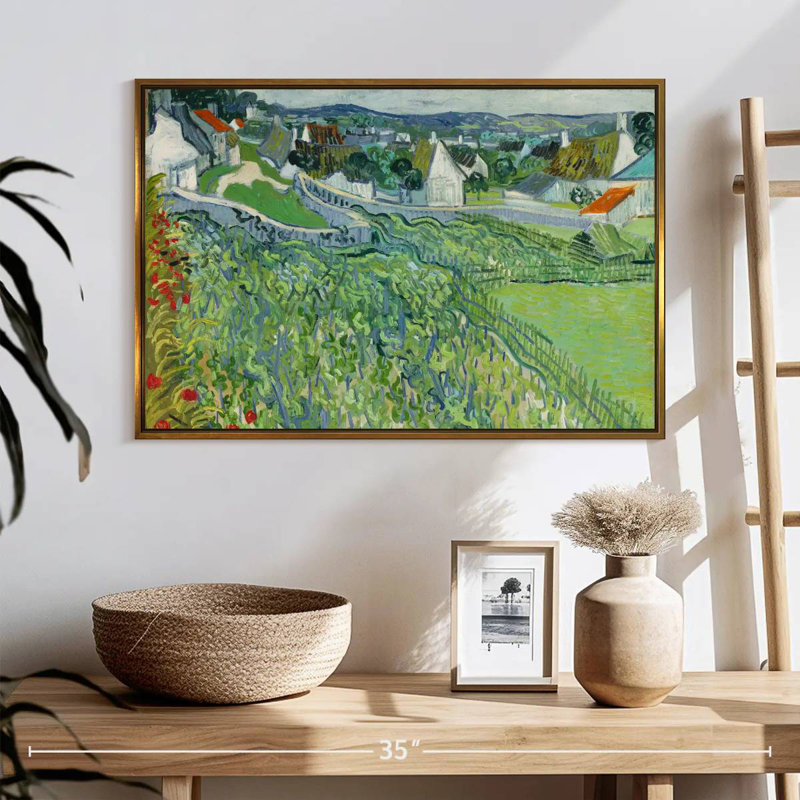 Vignobles à Auvers, 25 po x 17 po, Cadre flottant doré
