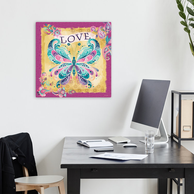 Love Butterfly, décor fantaisiste contemporain, typographie, art fantaisiste, H 18 po x l 18 po