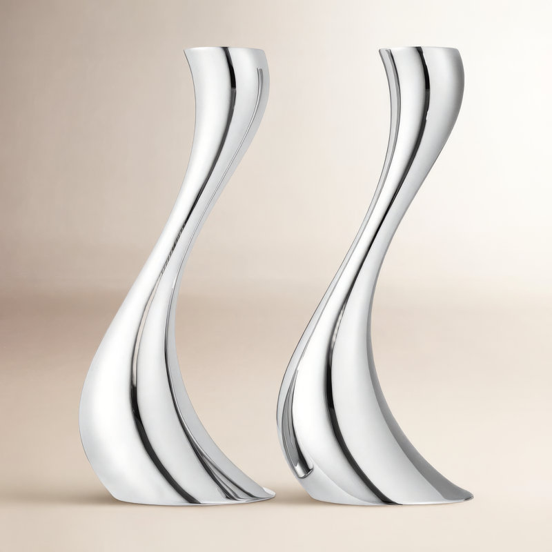 Cobra Stainless Steel Candlestick, 9.45" H x 3.35" W x 3.54" D, Stainless Steel