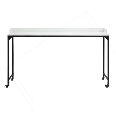 White Finish Multipurpose Over The Bed Desk With Adjustable Height, Metal Legs With Casters, Overbed Table 1Pc, Laptop Table For Bed, Breakfast Table