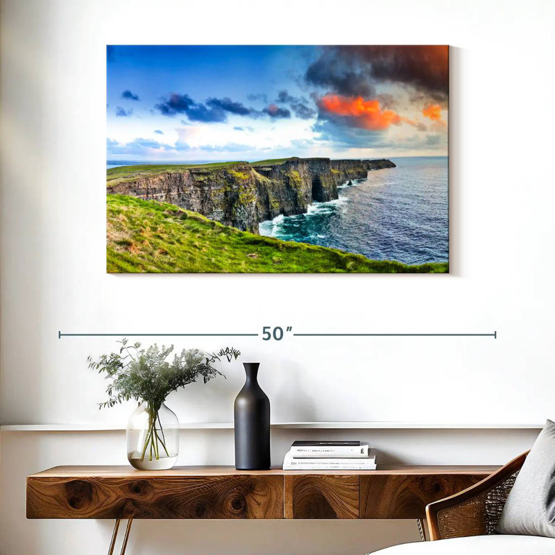 Ravi au coucher du soleil sur les falaises de Moher, H 26 po x l 39 po