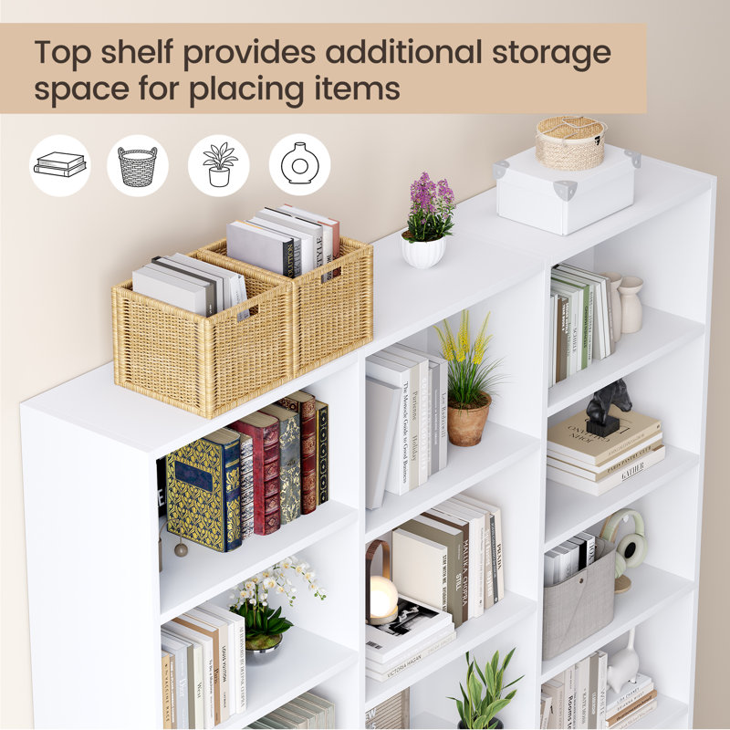 74-Inch Tall Display Bookcase with 6-Tier Shelves for Organized Storage, White