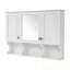 Armoire à pharmacie à miroir avec tablettes ouvertes et poignées en métal-1219352473