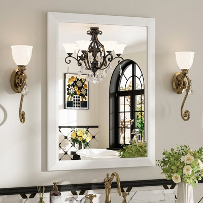 Miroir de meuble-lavabo avec cadre en alliage d'aluminium noir mat et verre trempé HD idéal pour la salle de bain, le vestibule et le salon