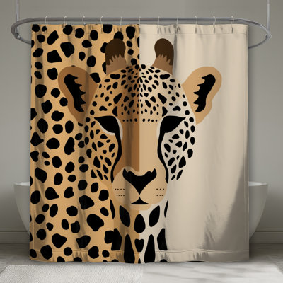 Cheetah Illustration Art Shower Curtains Extra Long