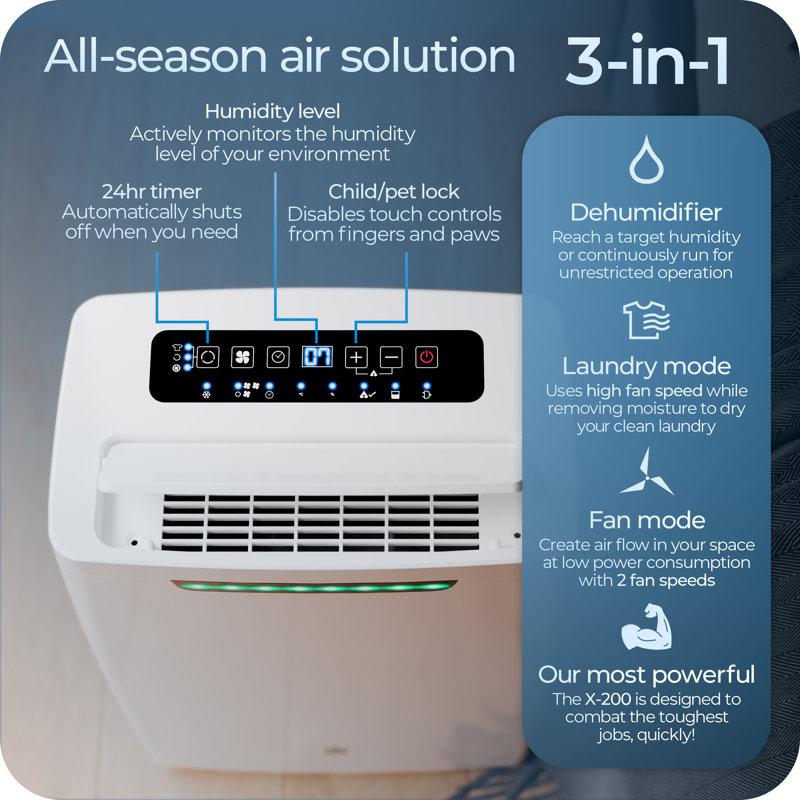 20L Dehumidifier X-200 For Whole Home Coverage