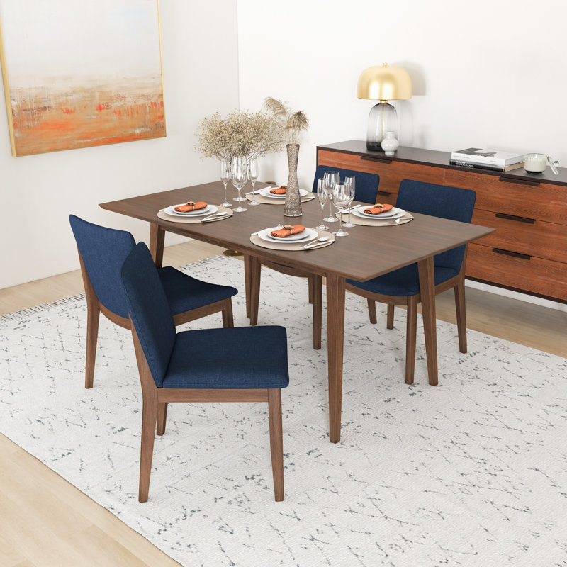Ensemble repas pour 4 personnes Dipson, Noyer, Bleu