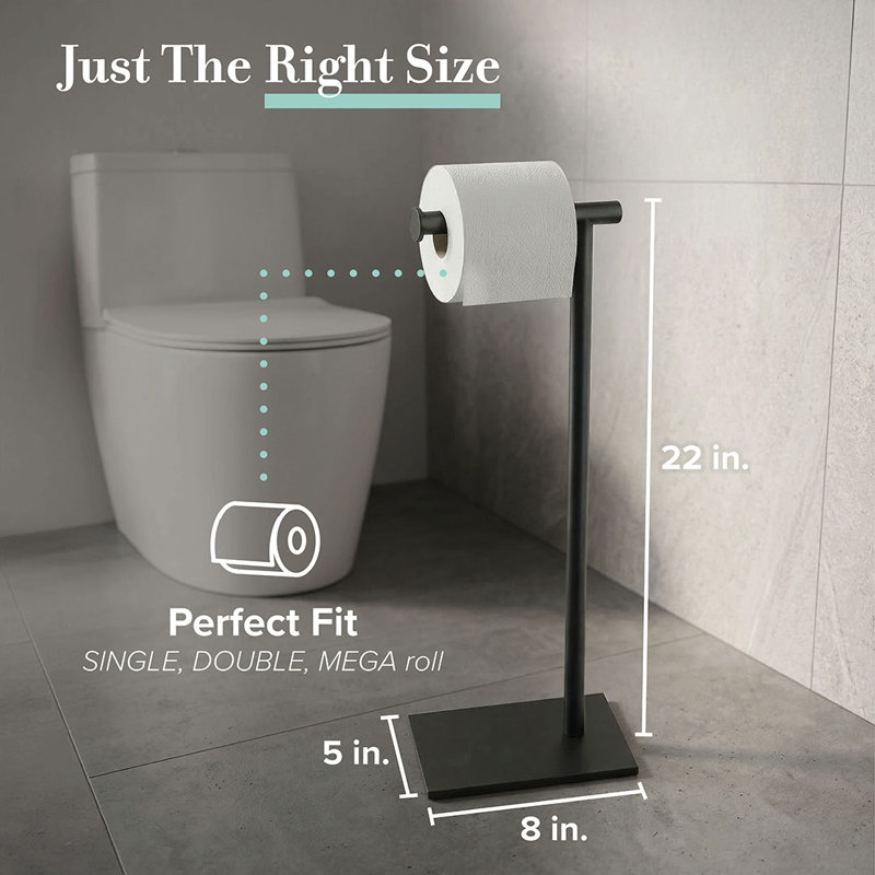 Porte-papier hygiénique sur pied Latitude II, Noir mat
