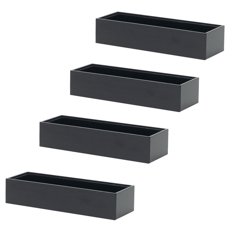 Black Bamboo Stackable Rectangular Organizers - Set/4