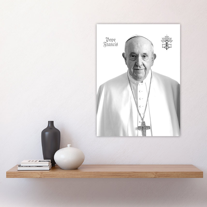 Pope Francis Portrait Holy See Emblem Wall Art Print