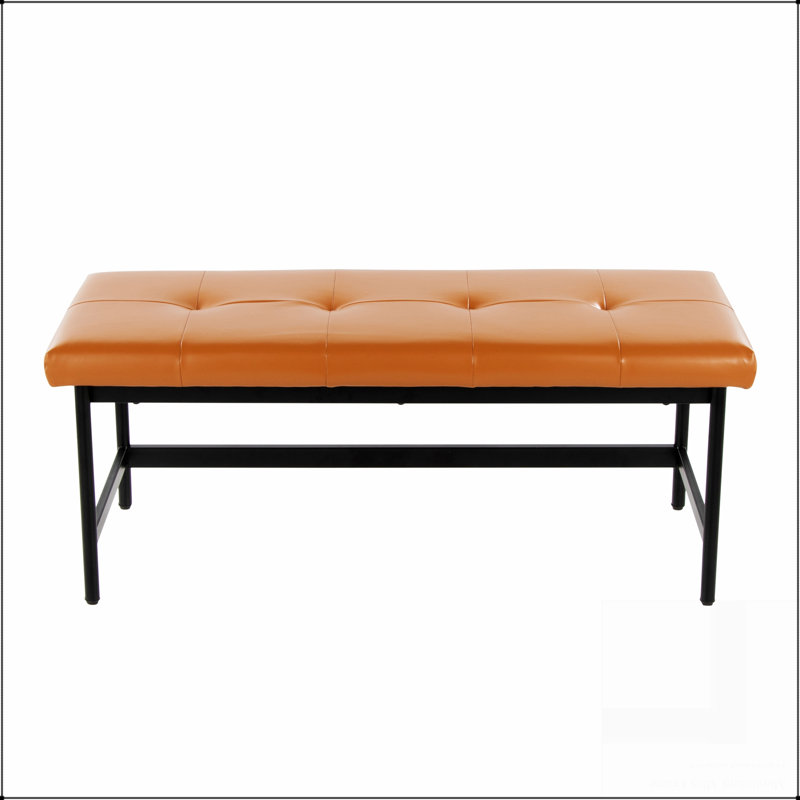 Banc en métal noir et similicuir, Chameau