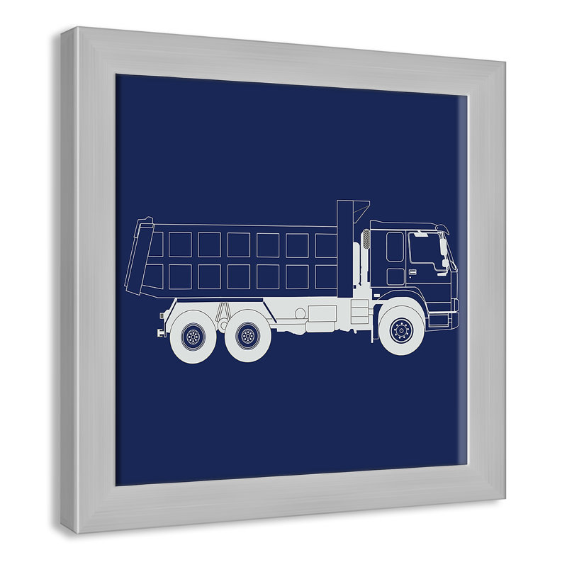 Art encadré Wild Camions, H 12 po x l 12 po x P 0,6 po, Encadré plat argent