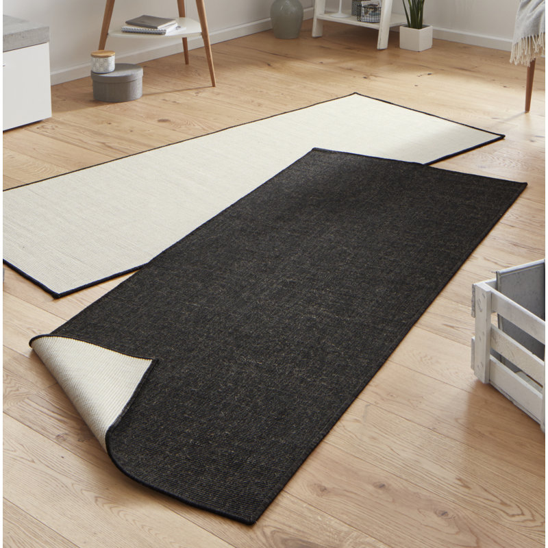 Uni Miami Flatweave Black Rug, Runner 80 x 250 cm