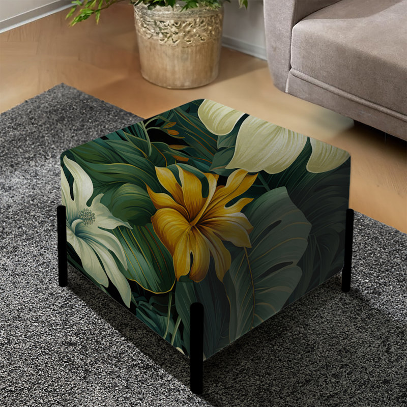 Monstera Elegance Tropical Motif III - repose-pieds carré tropical
