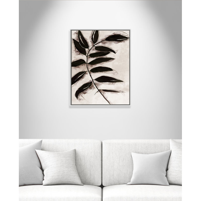 Feuilles II - Toile à cadre flottant, H 29,5 po x l 23,5 po x P 2 po, Cadre blanc