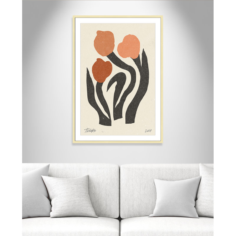 Imprimé de fleurs modernes par NKTN, 29.5'' W x 41.5'' H, Matted Print, Matte Gold