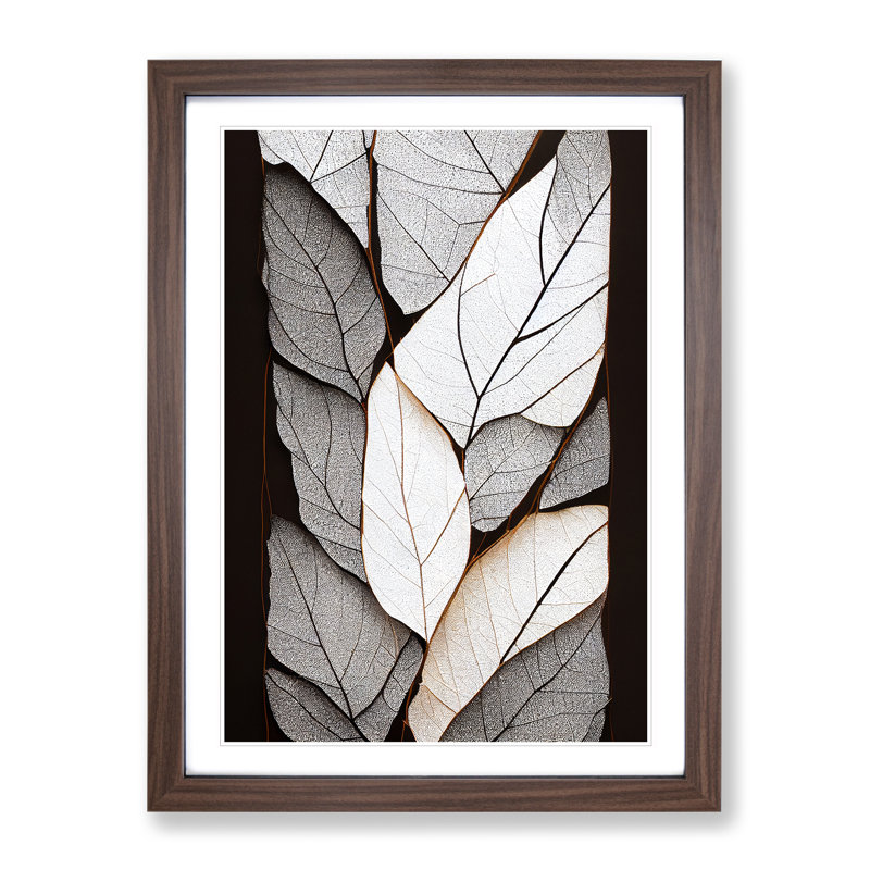 Cracked Leaves Abstract - Single Picture Frame Painting, 34cm H x 25cm W x 2cm D, Brown Framed