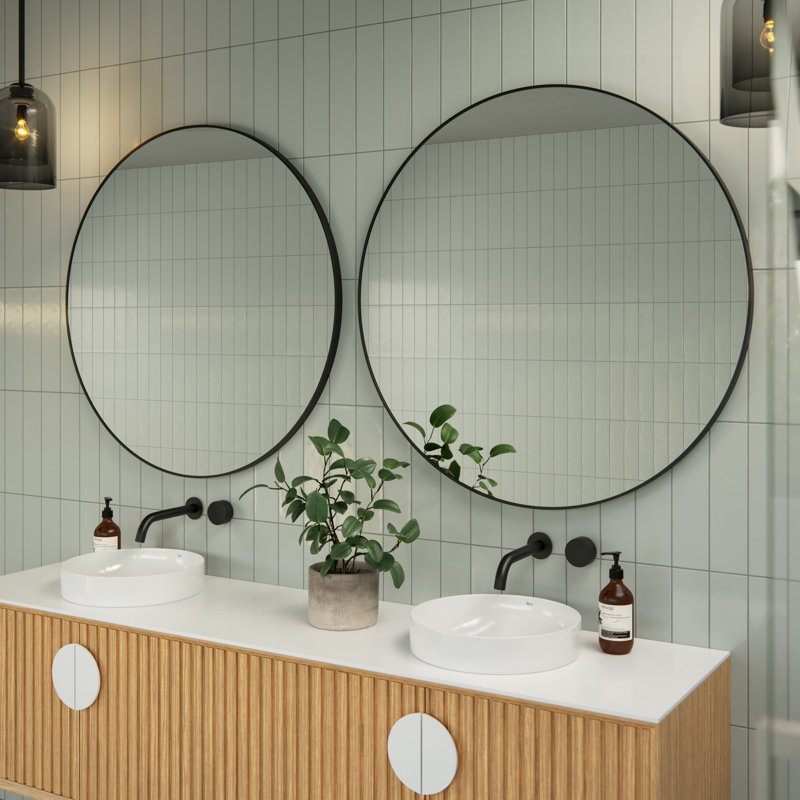 Modern & Contemporary Bathroom/Vanity Mirror, Black, 36" x 36"