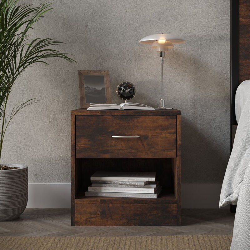 Antona 39 cm W Bedside Table, Rustic Brown