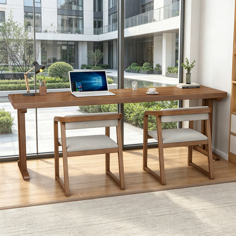 Modern Rectangular Solid Pine Wood Desks, 29.52" H x 78.74" W x 23.62" D