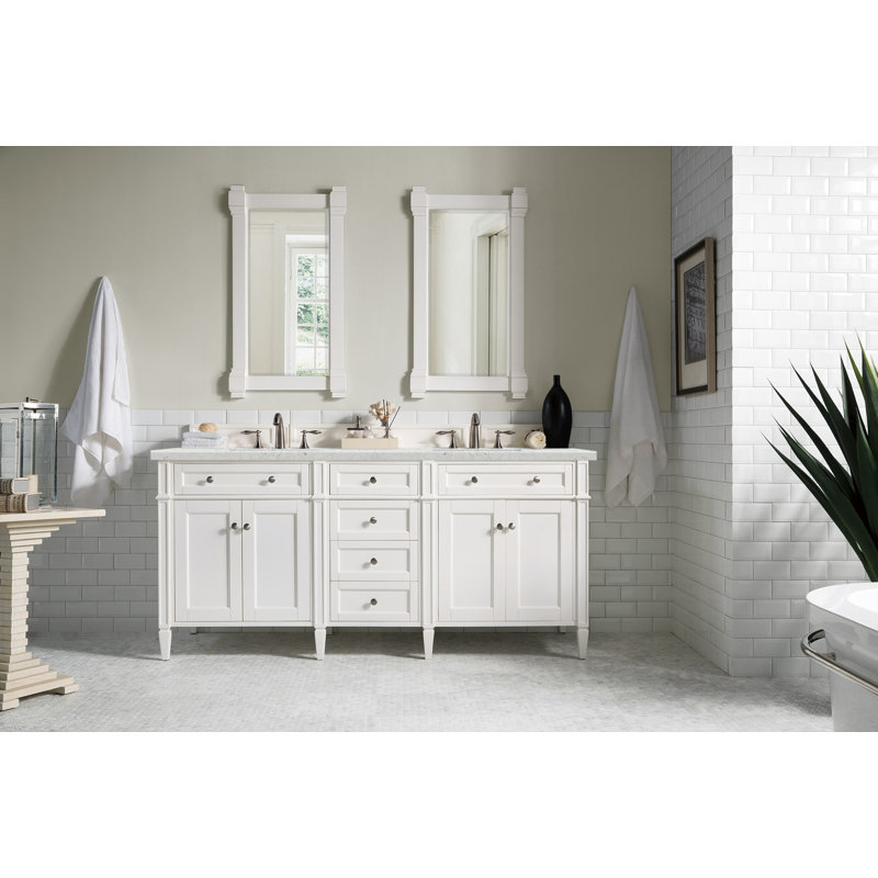 Brittany 72'' W Double Vanity, Eternal Jasmine Pearl, White