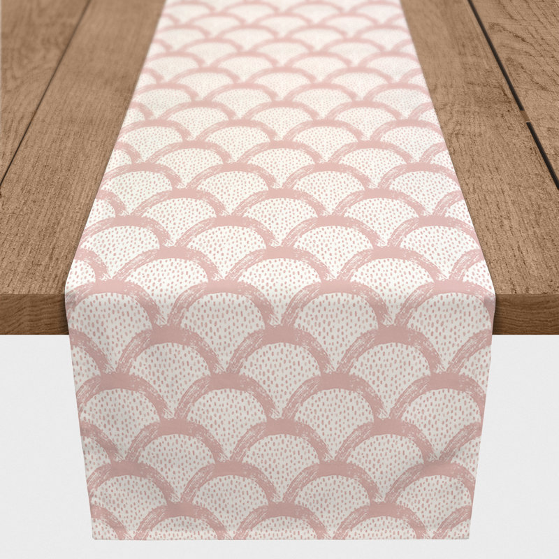 Chemin de table rectangulaire en polyester Anstadt, L 90 po x P 16 po, Rose
