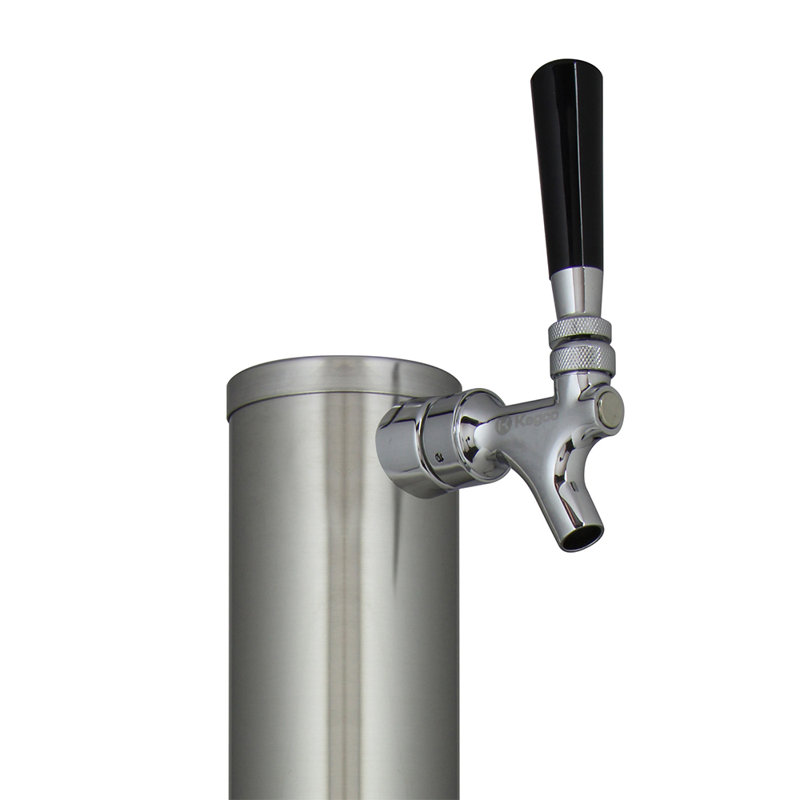 14" Tall PVD Brass 1-Tap Draft Beer Tower with 100% Stainless Steel Contact, Stainless Steel