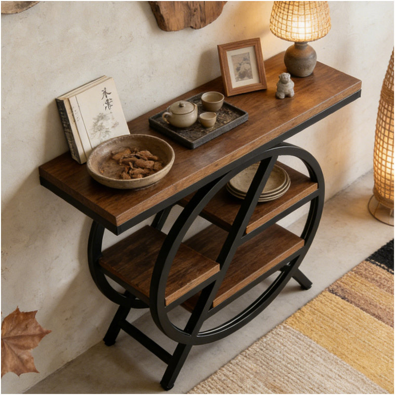 Console, H 25,61 po x l 25,61 po x P 11,82 po, Brun rustique