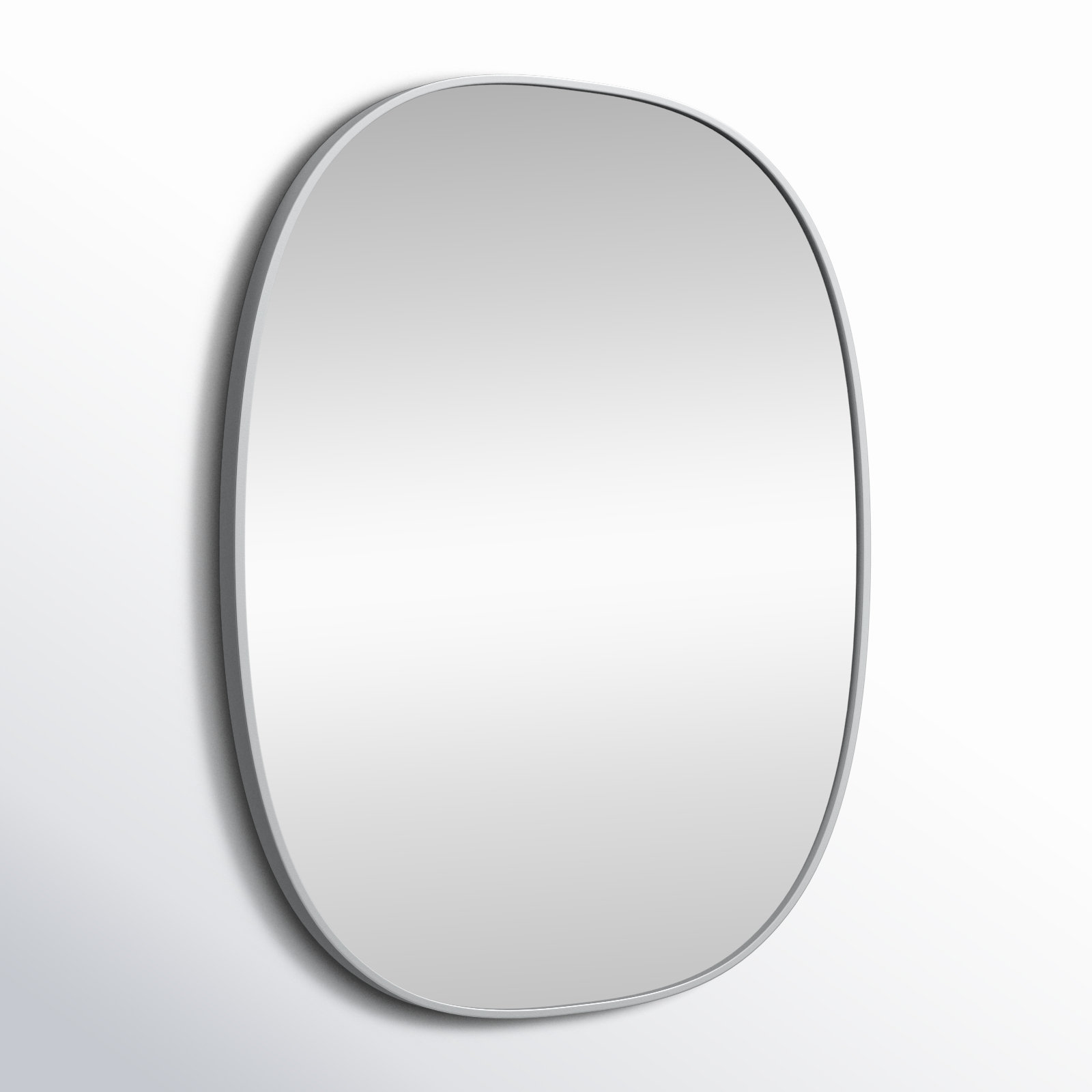 Sabine Metal Curved Oval Wall Mirror, Silver, 36" x 30"