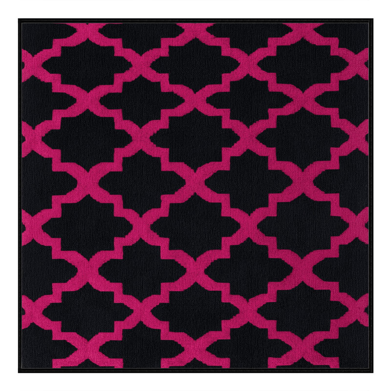 Machine Washable Trellis Gray Area Rug, Square 3'