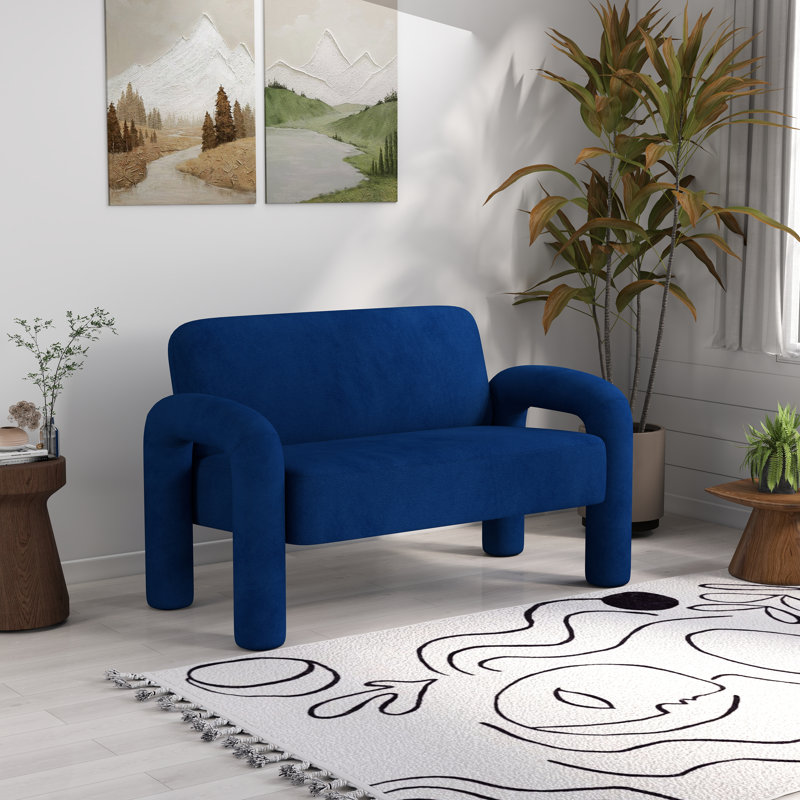 Causeuse en velours 2 places Iryanna, Marine