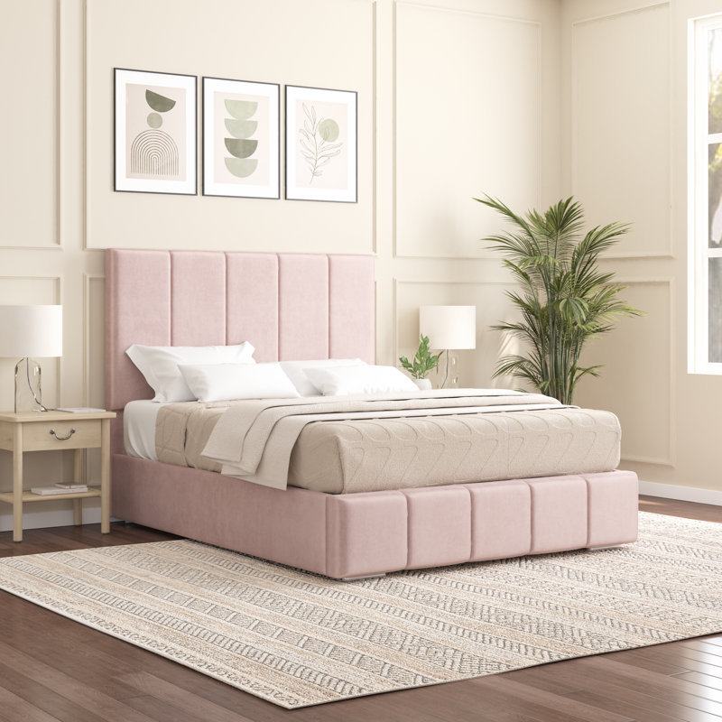 Edelmann Upholstered Bed, Small Double (4'), Pink