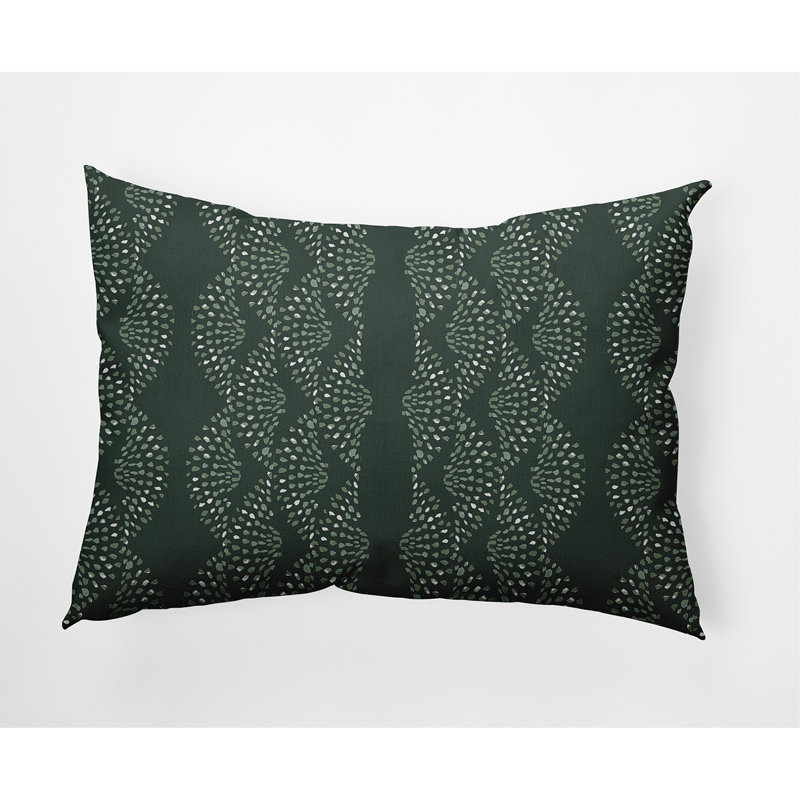Dotted Geometric Outdoor Reversible Throw Pillow, Green