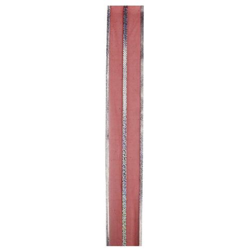 Ruban de Noël rouge et argenté câblé à rayures 2,5 po x 10 verges