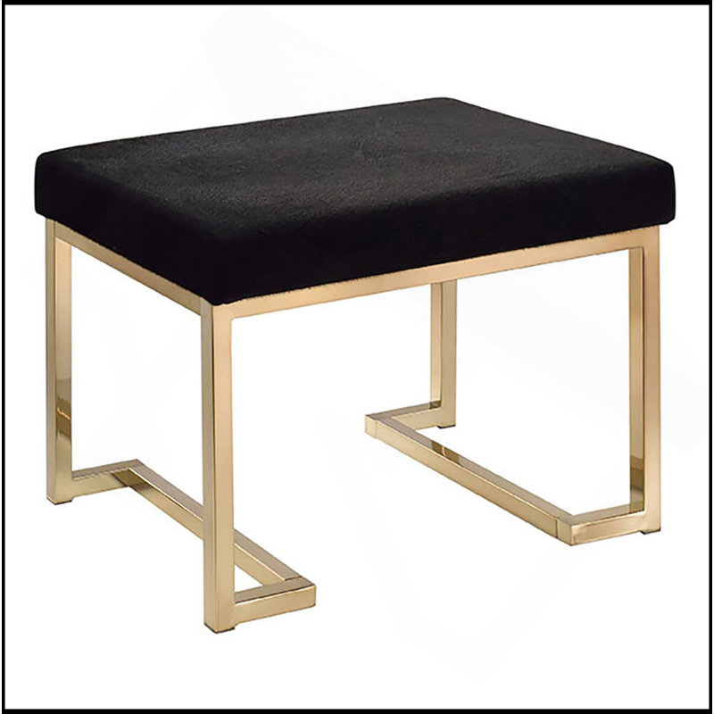 Repose-pieds rectangulaire élégant avec siège rembourré et base en métal, idéal pour les espaces de vie modernes