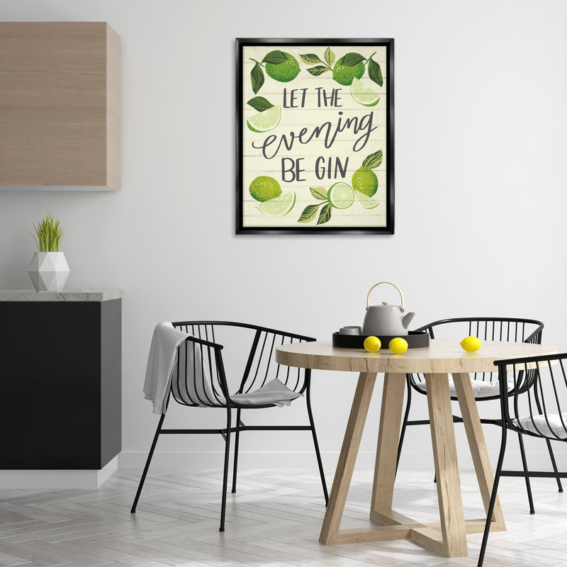  «Let Evening Be Gin», art mural encadré par Caroline Alfreds, H 31 po x l 25 po, Cadre flottant noir de jais