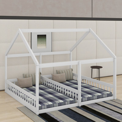 Twin House Platform Beds,Two Shared Beds