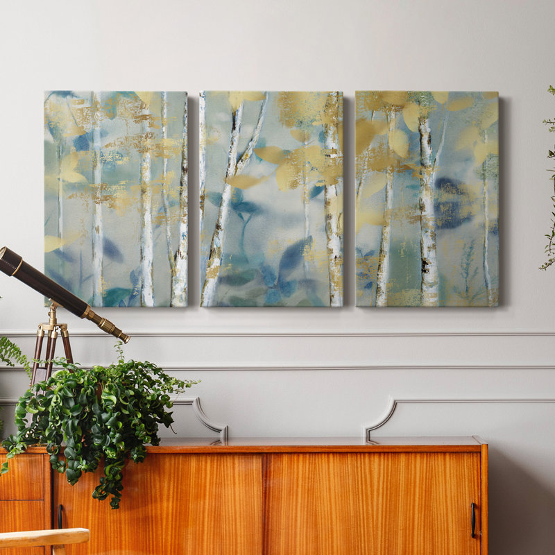 Gilded Forest I - Toile tendue avec châssis de qualité supérieure - Prêt à être accroché, H 60 po x l 120 po x P 1 po