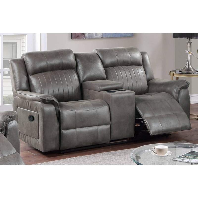 Kindra 73'' Faux Leather Loveseat, Gray Mix Faux Leather, Manual