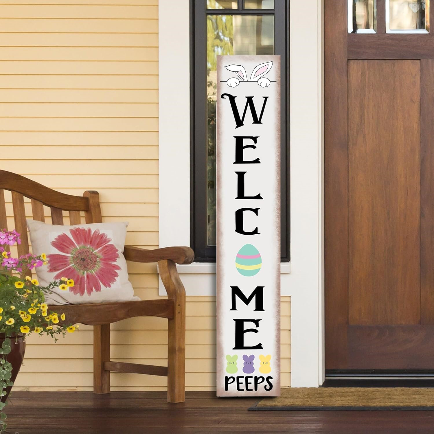 The Holiday Aisle® Easter Porch Sign Rabbit Front Door Hanging ...