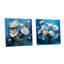 «White Blue Flowers Quirky», ensemble de 2 peintures murales en acrylique sur verre-103921061