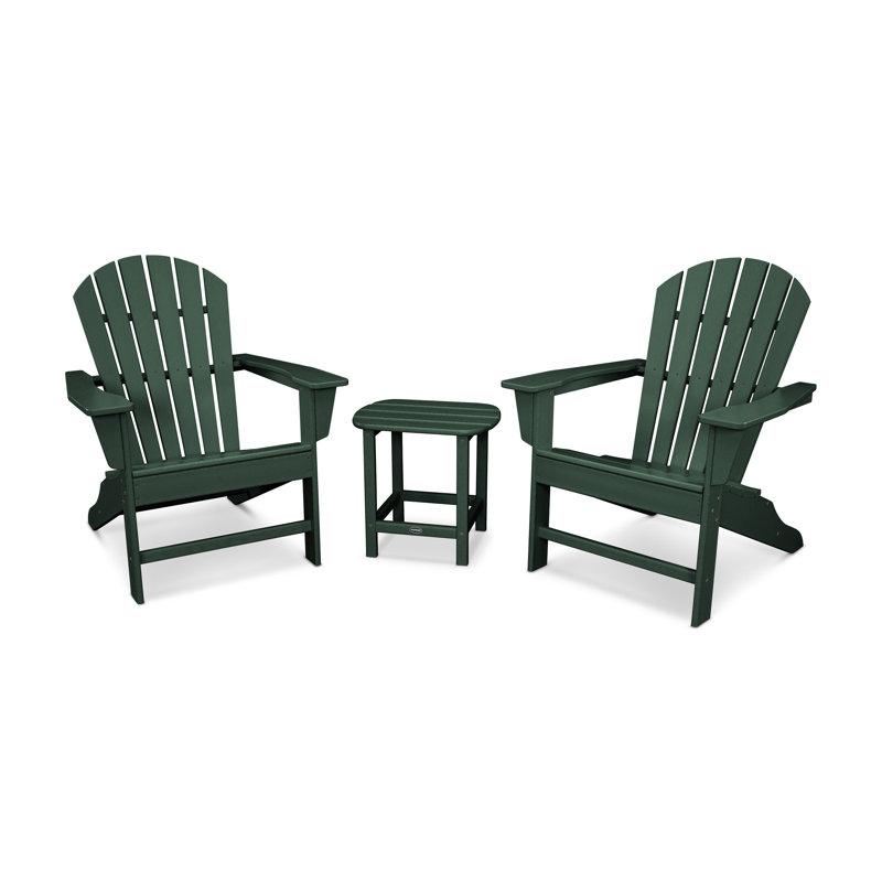 POLYWOOD South Beach Adirondack 3-Piece Set, Green