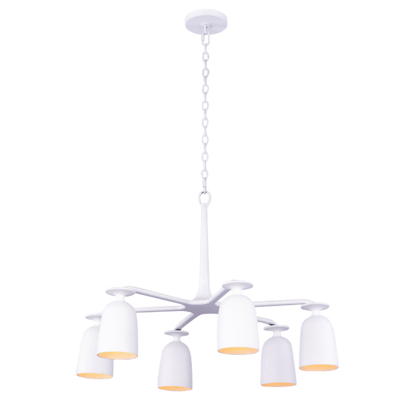 Gabardine 6 LT Matt White Chandelier Kalco