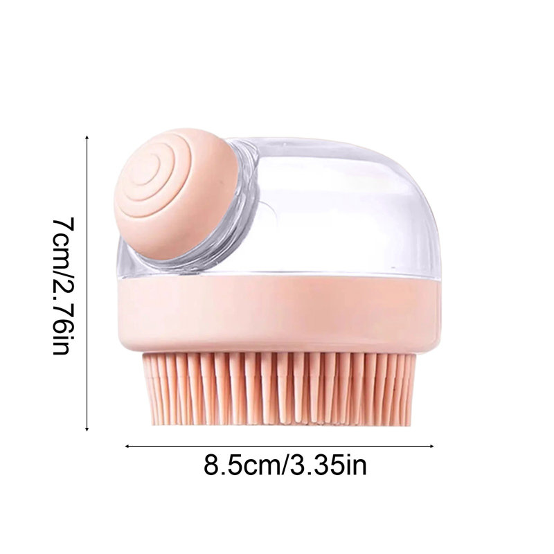 Brosse de bain en silicone pour animaux de compagnie avec distributeur de shampooing, 3,35 x 3,35 x 2,36 pouces, rose, Rose