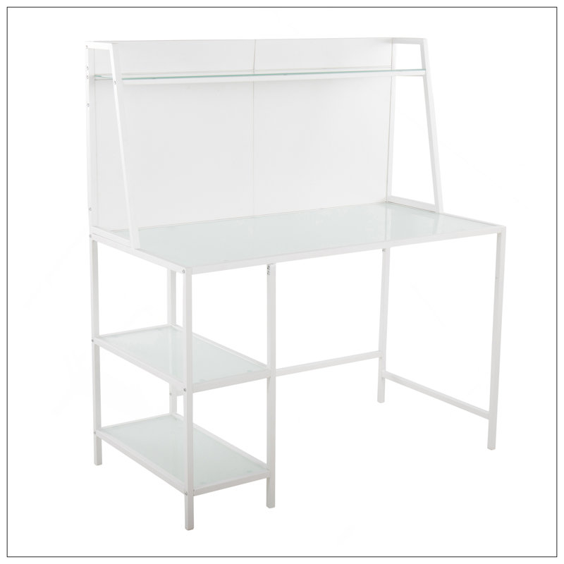 Bureau moderne et durable en verre givré et en métal pour un espace de travail élégant