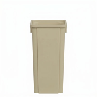 23 Gallon Beige Square Plastic Trash Can with Venting Channels
