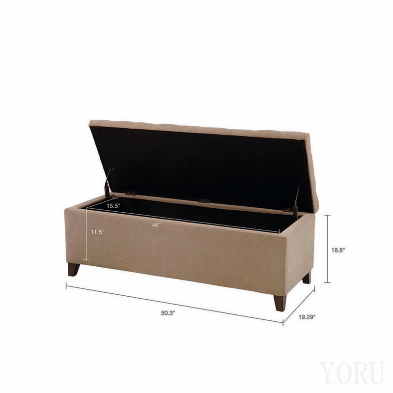 Banc de rangement capitonné à fermeture douce, Sand, Brown, Black